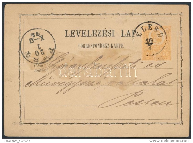 1872 D&iacute;jjegyes LevelezÅ‘lap '&Eacute;LESD' - 'PEST' - Autres & Non Classés