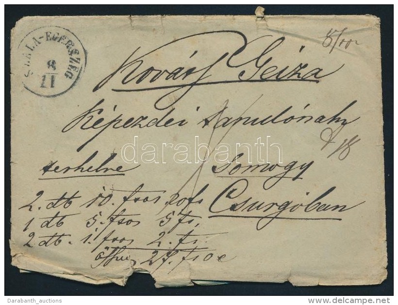 1869 P&eacute;nzes Lev&eacute;l / Insured Cover 'SZALA-EGERSZEG' - Somogy Csurg&oacute; - Altri & Non Classificati