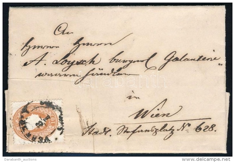 1863 10kr Lev&eacute;len (kiv&aacute;gva &eacute;s Visszaragasztva) ,,VEREB&Eacute;LY' - WIEN - Autres & Non Classés