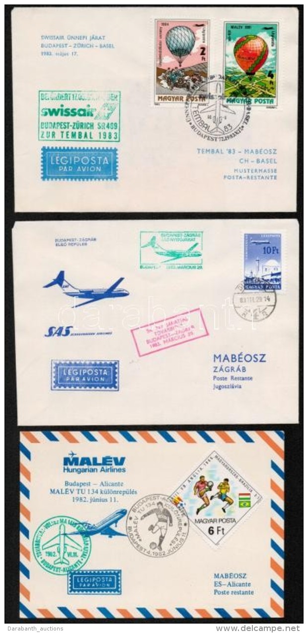 L&eacute;giposta T&eacute;tel, Benne 1983 Swissair &uuml;nnepi J&aacute;rat -Budapest - Z&uuml;rich - Basel, TEMBAL... - Andere & Zonder Classificatie