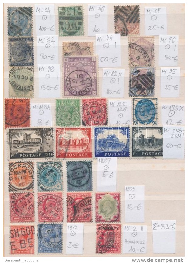 O Nagy-Britannia &ouml;ssze&aacute;ll&iacute;t&aacute;s / Great Britain 27 Mostly Old Stamps On Stockcard (Mi EUR... - Autres & Non Classés