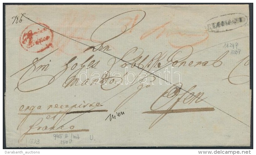 1843 Franco Aj&aacute;nlott Lev&eacute;l / Franco Registered Cover, Piros / Red 'G.Canisa / Franco' + 'RECOMEND' - Other & Unclassified
