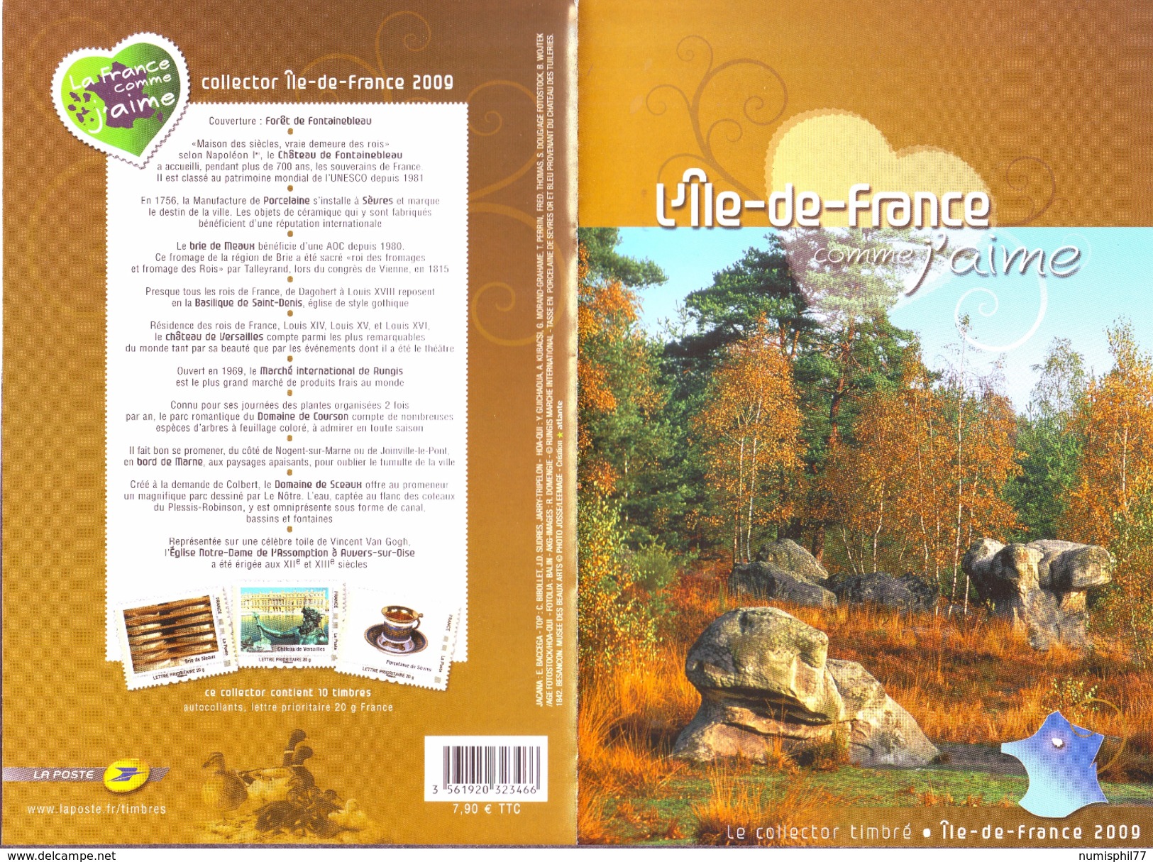 Collector 2009 - L' Ile -de-France -  10 TP Adhésifs Lettre Prioritaire  20 G - Collectors