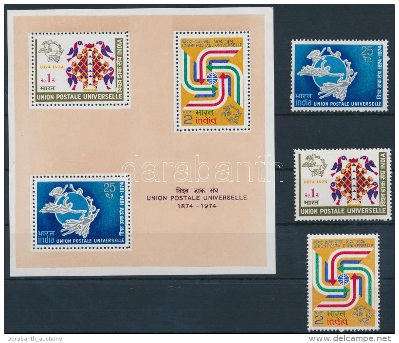 ** 1974 100 &eacute;ves Az UPU Sor Mi 603-605 + Blokk 3 - Other & Unclassified