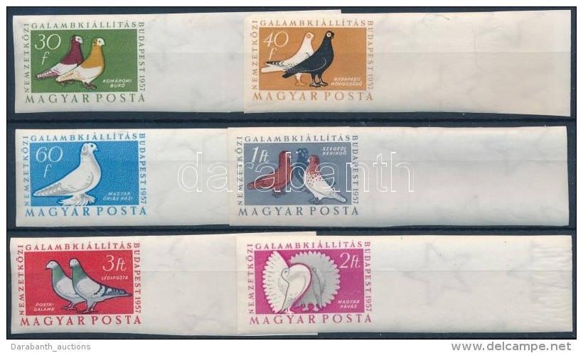 ** 1957 Magyar Galambfajt&aacute;k &iacute;vsz&eacute;li V&aacute;gott Sor (10.000) / Mi 1505-1510 Imperforate... - Other & Unclassified