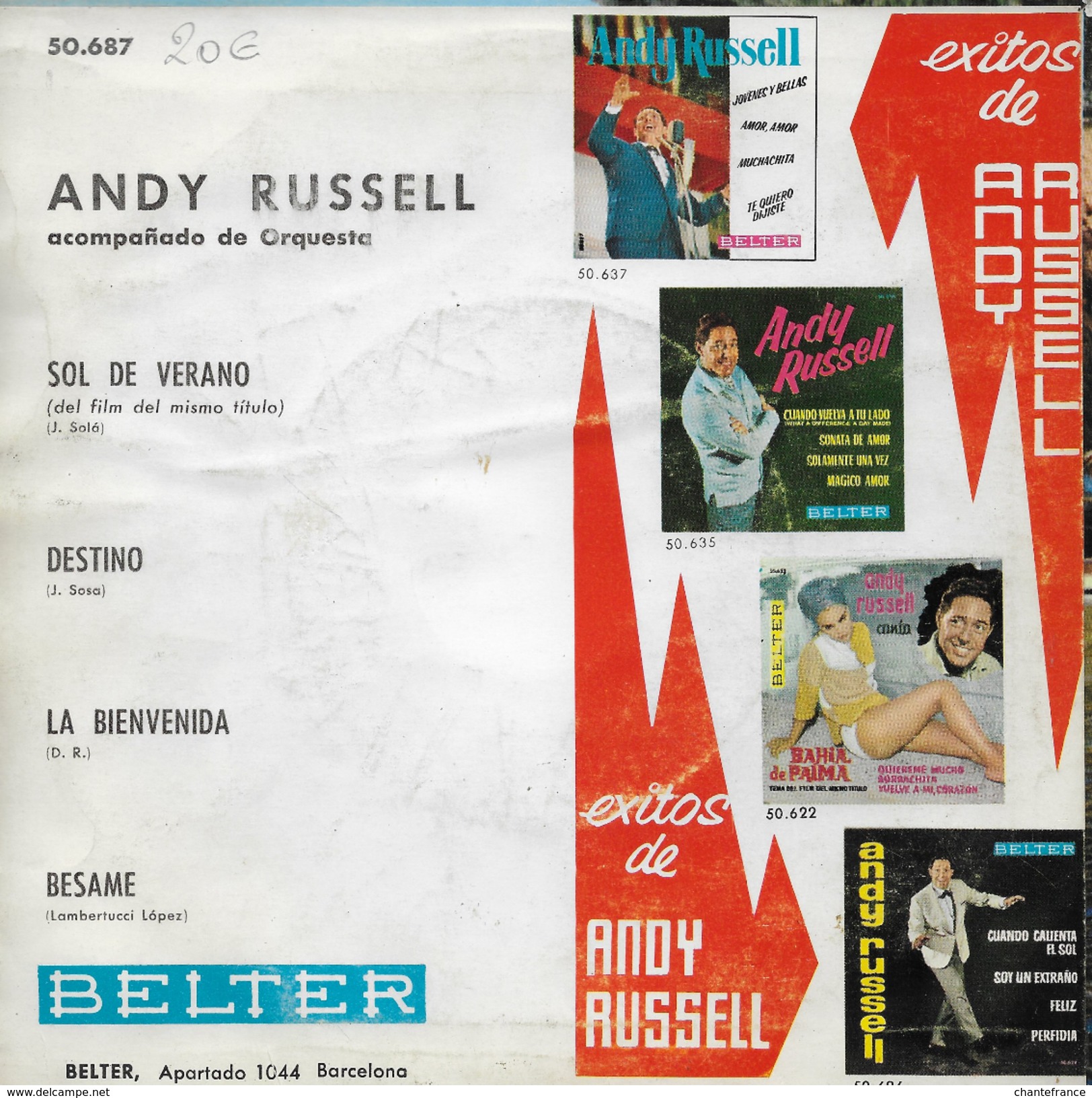 Andy Russell 45t. EP ESPAGNE B.O. FILM *sol De Verano* - Musique De Films