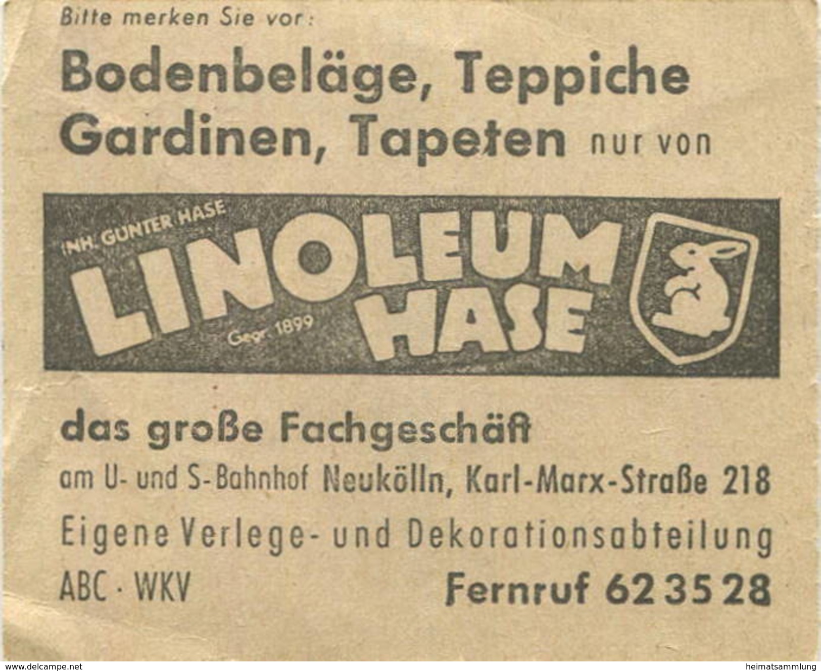 Deutschland - Berlin - BVG - Sammelkarte - Strassenbahn / U-Bahn 4 Fahrten Ohne Umsteigeberechtigung 1957 - Rückseitig W - Europe