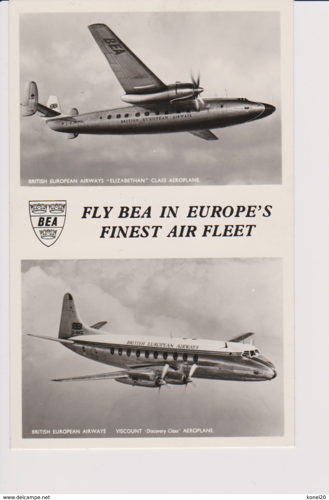 Pc BEA B.E.A. British European Airlines Vickers Viscount & Elizabethan Aircraft - 1946-....: Moderne