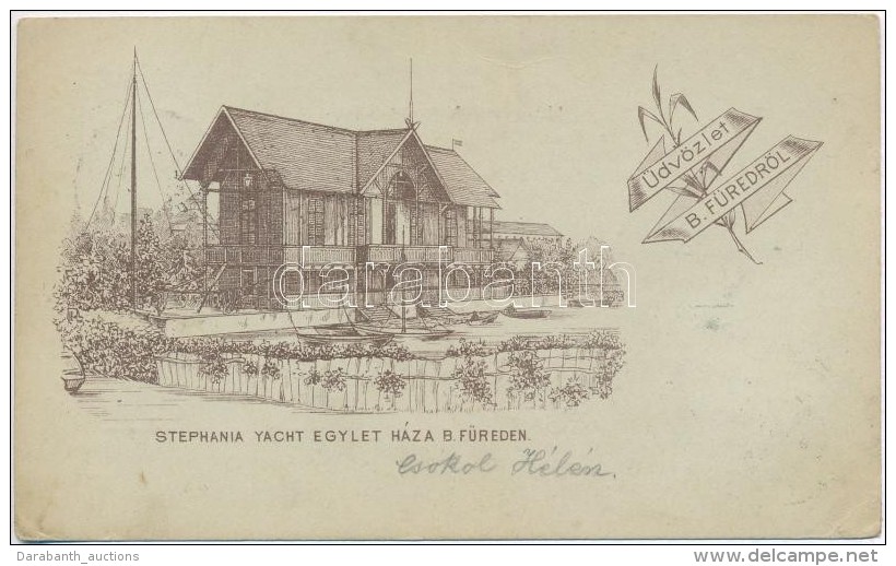 T2/T3 1899 Balatonf&uuml;red, Stephania Yacht Egylet H&aacute;za. Art Nouveau (EK) - Non Classés