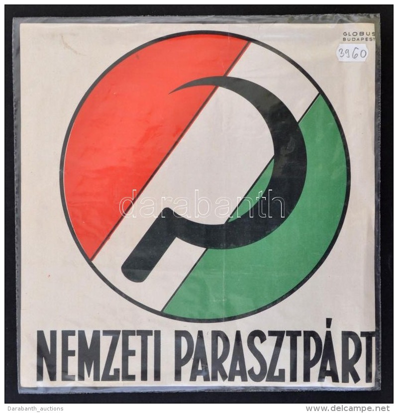 Cca 1945 Nemzeti Parasztp&aacute;rt Plak&aacute;t. Globus MÅ±int&eacute;zet. 25x25 Cm - Autres & Non Classés