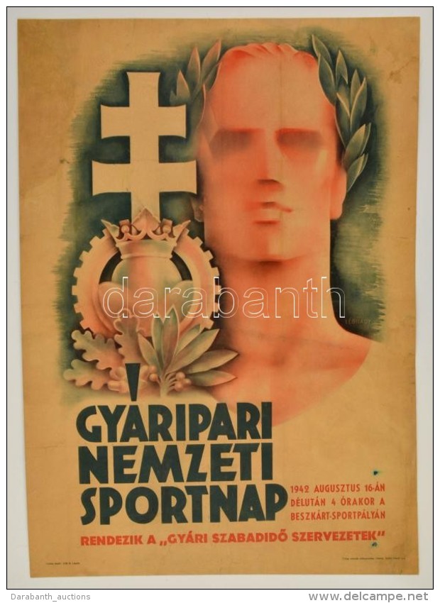 1942 L&eacute;gr&aacute;dy S&aacute;ndor (1906-1987): Gy&aacute;ripari Nemzeti Sportnap Plak&aacute;t,... - Autres & Non Classés