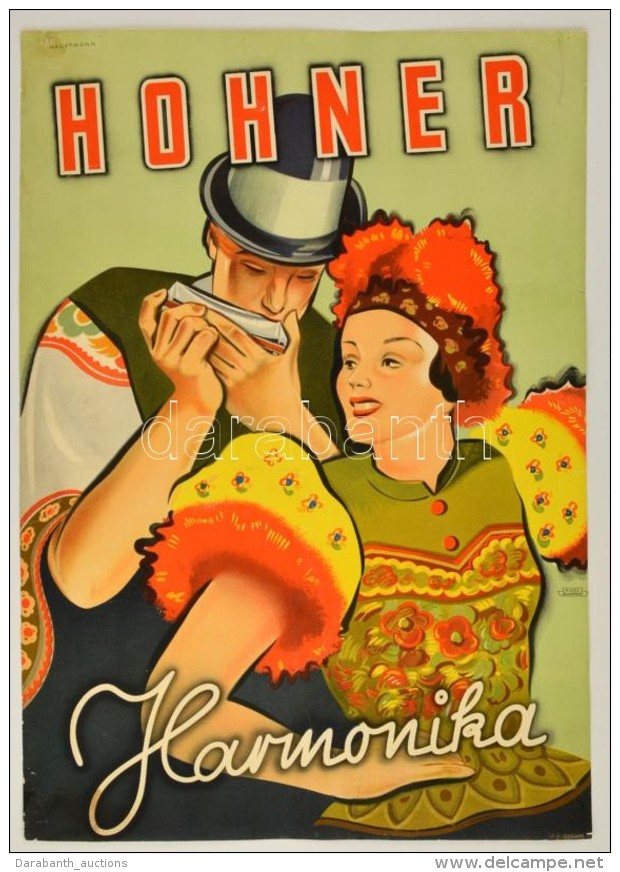 Cca 1935 Hohner Harmonika Rekl&aacute;m Plak&aacute;t, Sz&iacute;nes Litogr&aacute;fia. Hauptmann Grafika,... - Other & Unclassified