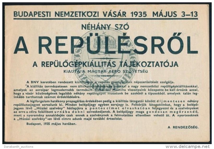 1935 N&eacute;h&aacute;ny Sz&oacute; A Rep&uuml;l&eacute;srÅ‘l. A... - Sin Clasificación