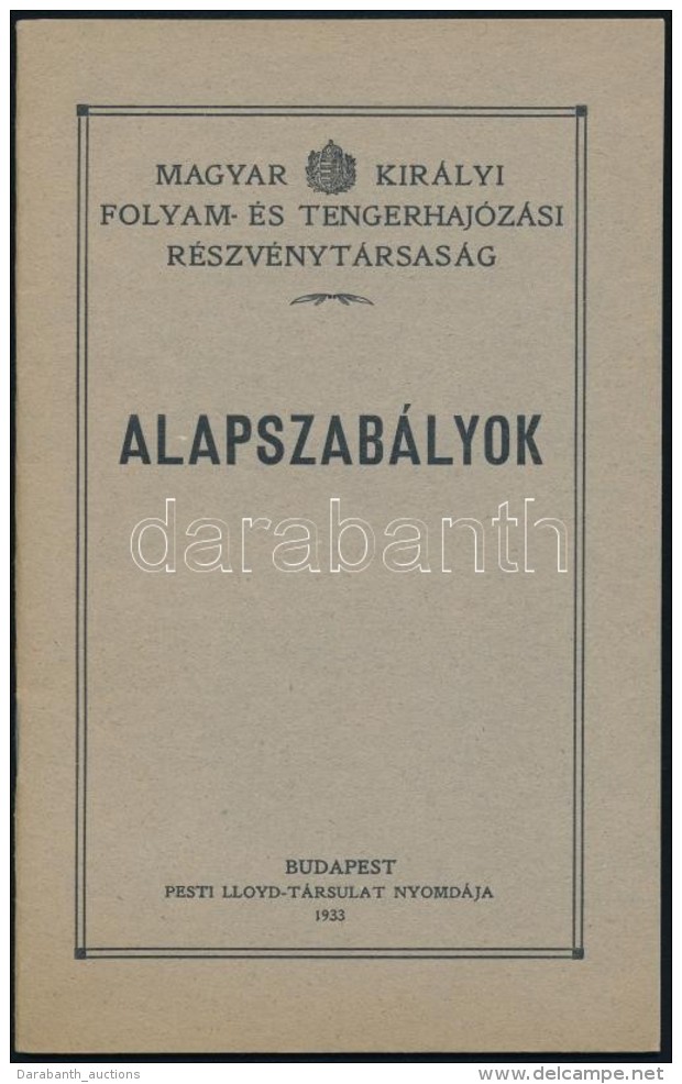 1933 A Magyar Kir&aacute;lyi Folyam &eacute;s Tengerhaj&oacute;z&aacute;si... - Sin Clasificación