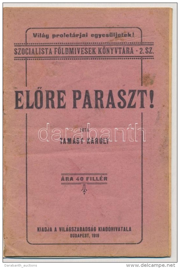 1919 Tam&aacute;sy K&aacute;roly: ElÅ‘re Paraszt! Szocialista F&ouml;ldm&iacute;vesek K&ouml;nyvt&aacute;ra 2. Sz.... - Sin Clasificación