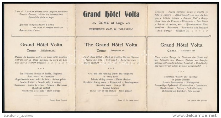 Cca 1910 A Grand Hotel Volta, Com&oacute;ban. H&aacute;romr&eacute;szes K&eacute;pes IsmertetÅ‘. Sz&eacute;p... - Non Classés
