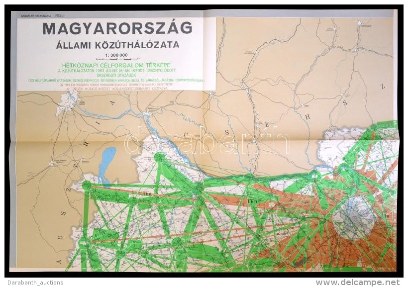 1965 Magyarorsz&aacute;g &aacute;ttekintÅ‘ &uacute;tt&eacute;rk&eacute;pe. 1:300.000. I. Forgalmi Terhel&eacute;si... - Otros & Sin Clasificación