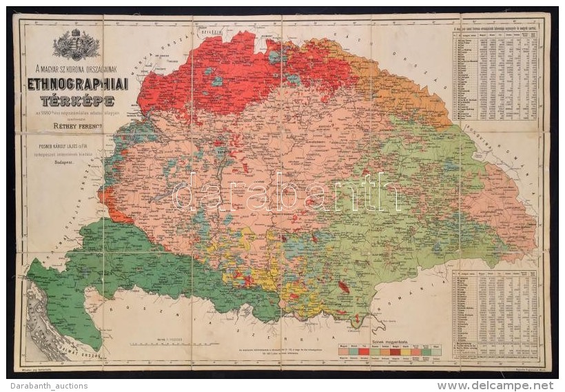 1880 A Magyar Sz.Korona Orsz&aacute;gainak Ethnogr&aacute;phiai T&eacute;rk&eacute;pe. Szerk.: R&eacute;they... - Otros & Sin Clasificación