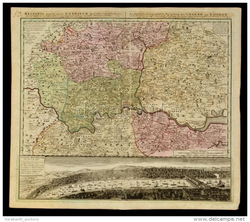 1741 London T&eacute;rk&eacute;pe &eacute;s L&aacute;tk&eacute;pe. Johann Baptist Homann: Ausf&uuml;hrliche... - Otros & Sin Clasificación