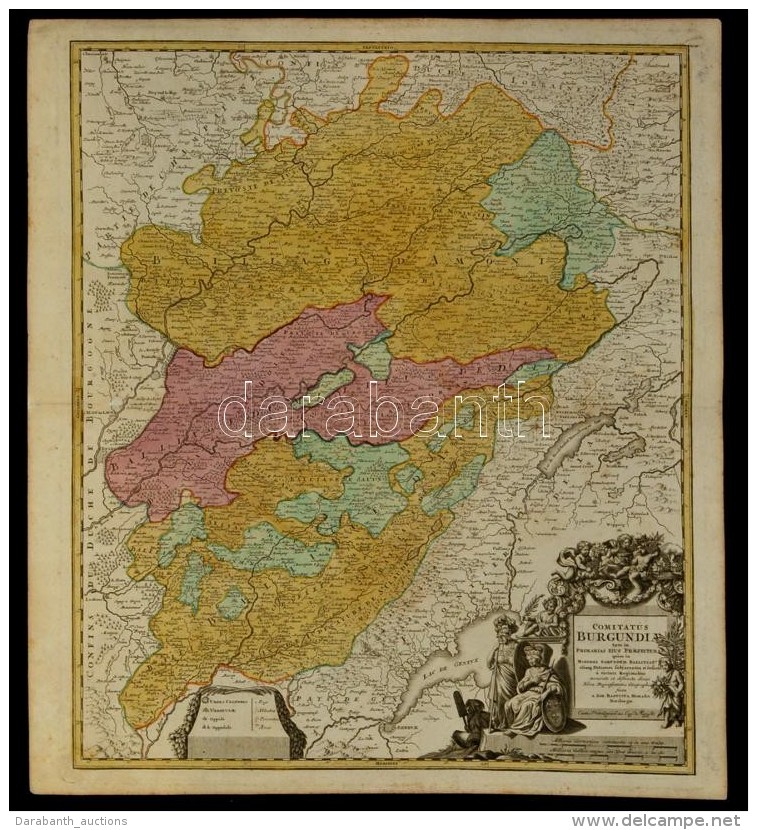 1720 Burgundia T&eacute;rk&eacute;pe. Johann Baptist Homann:
Comitatus Burgundiae Tam In Primarias Ejus... - Otros & Sin Clasificación