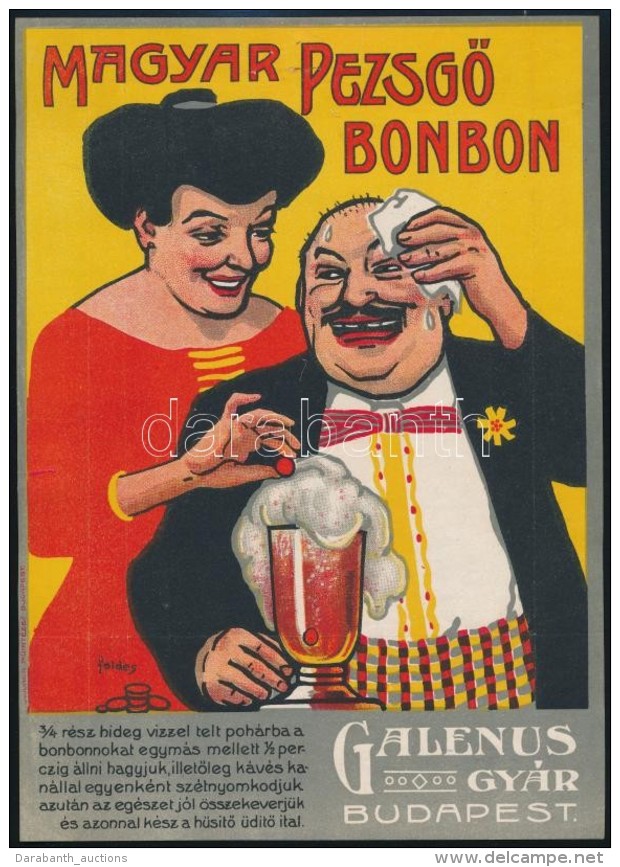 Cca 1915-1920 'Magyar PezsgÅ‘ Bonbon' - A Galenus Gy&aacute;r Budapest Sz&iacute;nes Rekl&aacute;mos... - Publicidad