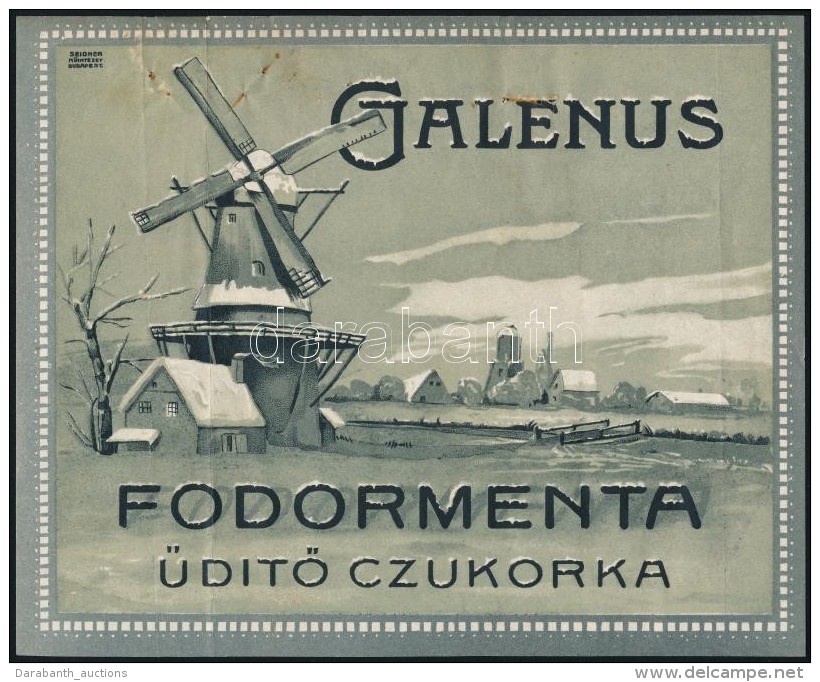 Cca 1910-1920 Galenus Fodormenta Cukorka Csomagol&oacute;pap&iacute;r, Bp. Seidner MÅ±int&eacute;zet-ny, Litho,... - Advertising