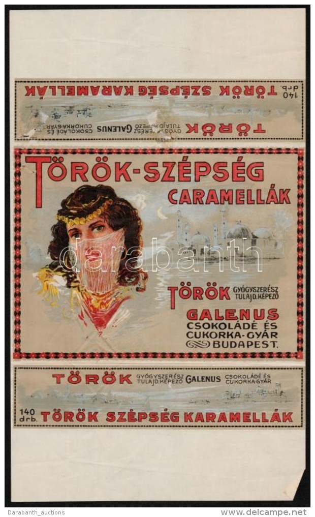 Cca 1900-1910 T&ouml;r&ouml;k-Sz&eacute;ps&eacute;g Caramell&aacute;k Csomagol&oacute;pap&iacute;r, T&ouml;r&ouml;k... - Advertising