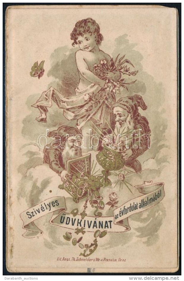 1890 Nagyon Korai K&aacute;rtyanapt&aacute;r, Litograf&aacute;lt K&eacute;pekkel, Th. Schneider... - Advertising