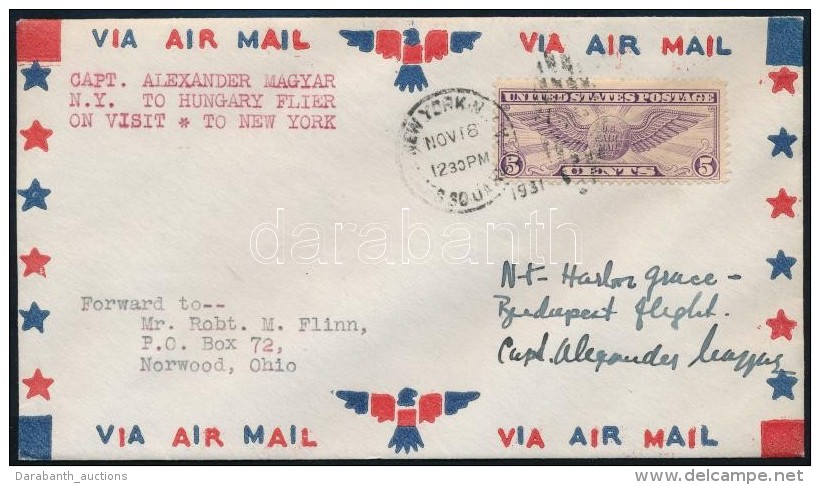 1931 L&eacute;gi Lev&eacute;l Magyar S&aacute;ndor Pil&oacute;ta Al&aacute;&iacute;r&aacute;s&aacute;val  / Airmail... - Autres & Non Classés