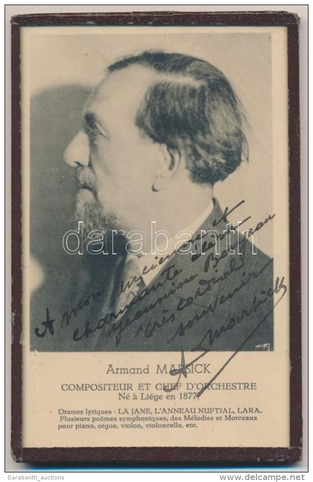 Armand Marsick (1877-1959) ZeneszerzÅ‘ Dedik&aacute;ci&oacute;ja Egykori Tan&iacute;tv&aacute;nya, Jeanine Bonjean... - Autres & Non Classés
