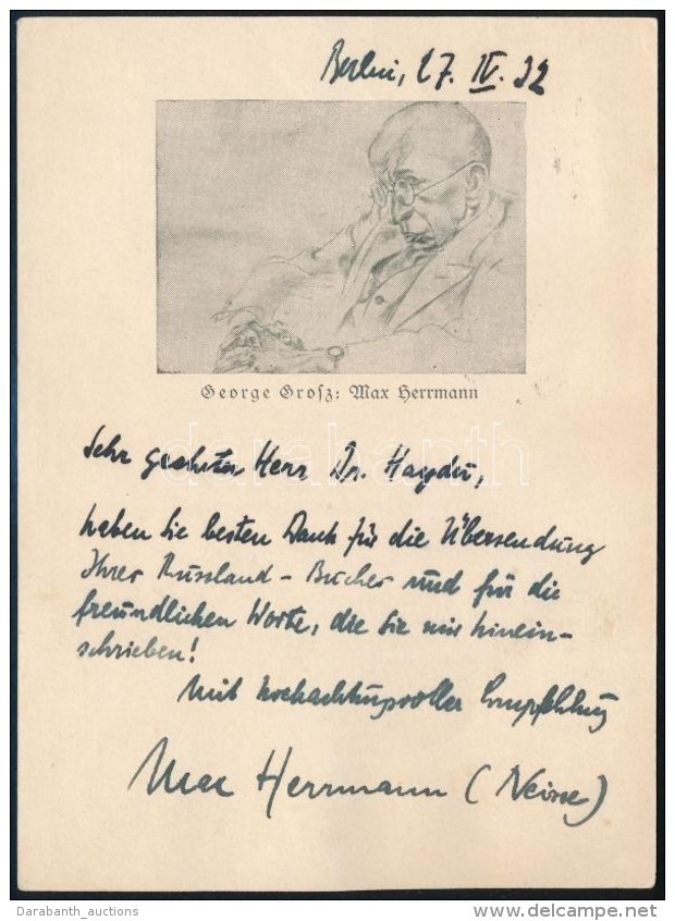 1932 Max Herrmann-Nei&szlig;e, ( 1886-1941 ) N&eacute;met &iacute;r&oacute; Saj&aacute;t K&eacute;zzel &iacute;rt... - Sin Clasificación