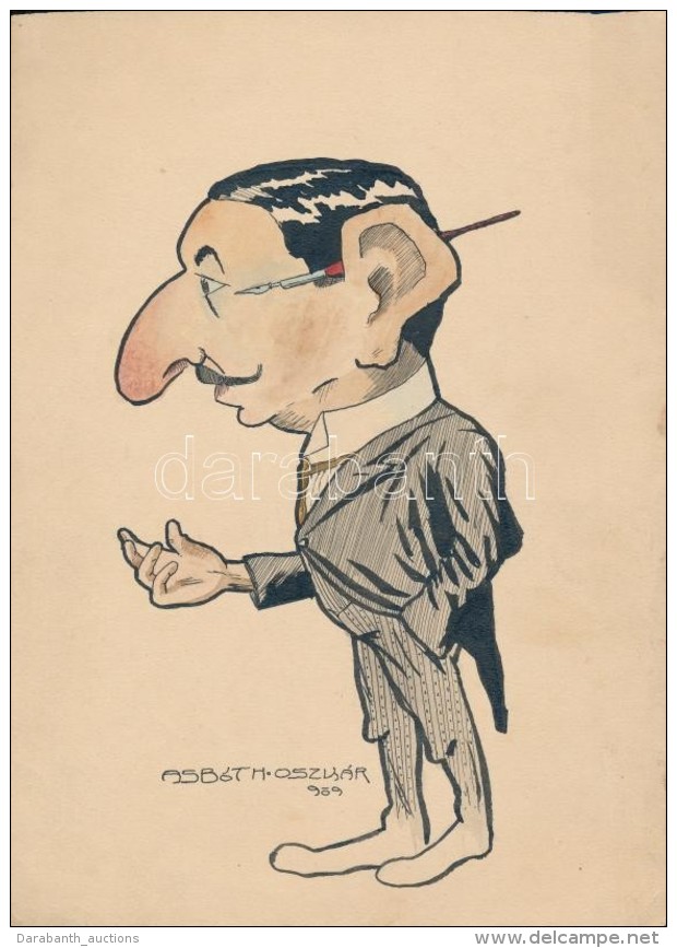 Asboth Oszk&aacute;r (1891-1960) Feltal&aacute;l&oacute; 5 Db Rajza, Karikat&uacute;r&aacute;ja. 1909... - Non Classés