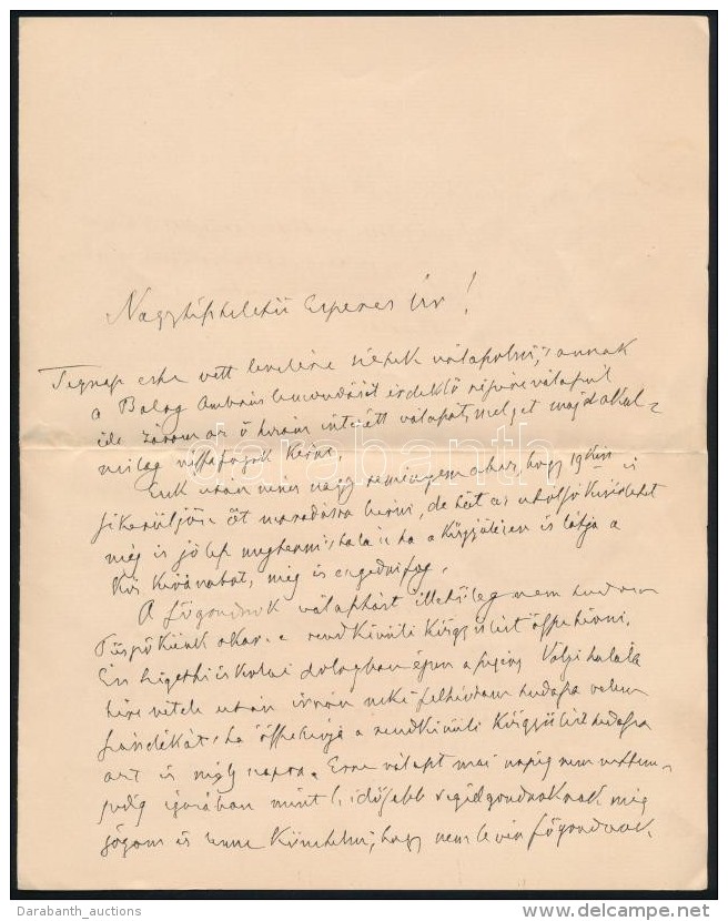 1895 Tisza K&aacute;lm&aacute;n Gr&oacute;f Kor&aacute;bbi Minisztereln&ouml;k Saj&aacute;t K&eacute;zzel... - Sin Clasificación