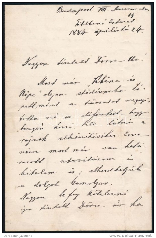 1884 L&oacute;czy Lajos (1849-1920) Geol&oacute;gus Saj&aacute;t K&eacute;zzel &iacute;rt Levele,  D&ouml;rre... - Non Classés