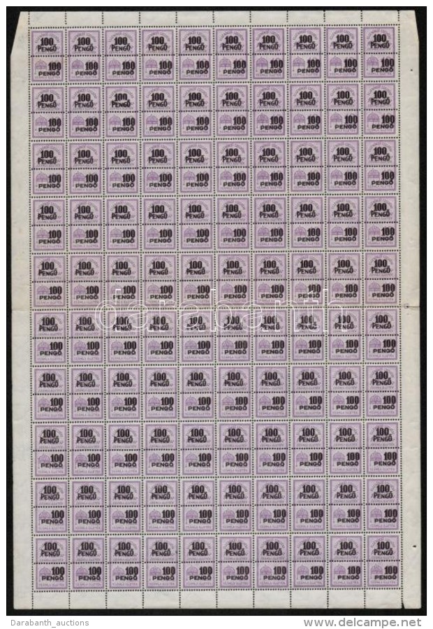 100 PengÅ‘ Sz&aacute;mlaillet&eacute;k Haszn&aacute;latlan Hajtott 100-as &iacute;v / Unused Folded Sheet Of 100 - Sin Clasificación