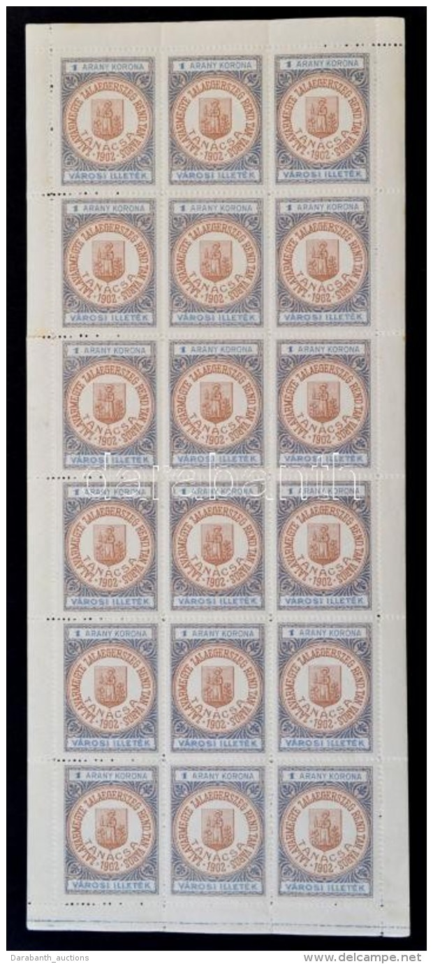 ** 1922 Zalaegerszeg 1 Aranykorona 18-as Teljes &iacute;v (72.000) / Complete Sheet Of 18 - Sin Clasificación