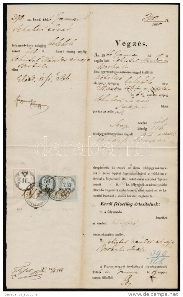 1866 V&eacute;gz&eacute;s 1Fl + 36kr +2kr  Feh&eacute;r + K&eacute;kes Pap&iacute;rral - Sin Clasificación