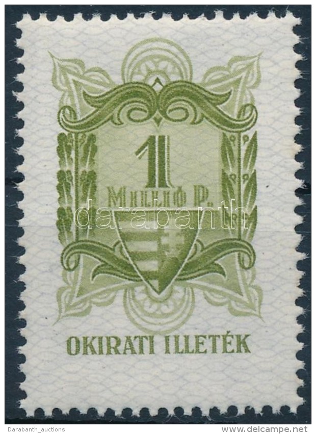 1945 1 Milli&oacute; P Okirati Illet&eacute;kb&eacute;lyeg, Ritka! (80.000) / Fiscal Stamp, Rare! - Sin Clasificación