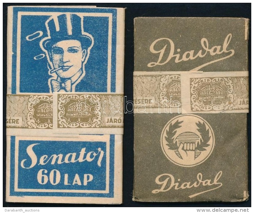 Cca 1940 Diadal &eacute;s Senator 60 Lapos Szivarkapap&iacute;r Ad&oacute;jeggyel / Cigar Paper With Tax Stamp. - Non Classés