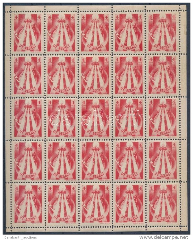 1936 UT REGNET 4f Adom&aacute;nyb&eacute;lyeg, 25-&ouml;s &iacute;v / Charity Stamp, Sheet Of 25 - Sin Clasificación