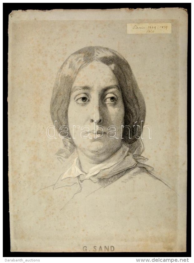 1850 George Sand (1804-1876) &iacute;r&oacute;nÅ‘ Nagym&eacute;retÅ± KÅ‘nyomatos Portr&eacute;ja T. C.... - Estampes & Gravures