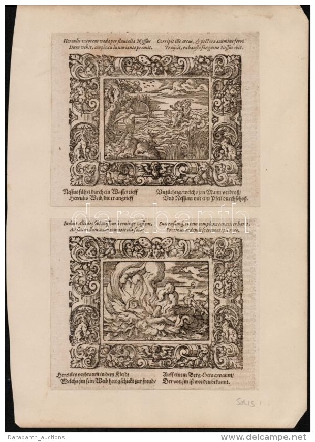 Virgilius Solis (1514-1562): K&eacute;t Fametszet A MetamorhosesbÅ‘l (Frankfurt, 1581)  / Woodcut From Ovid's... - Estampas & Grabados