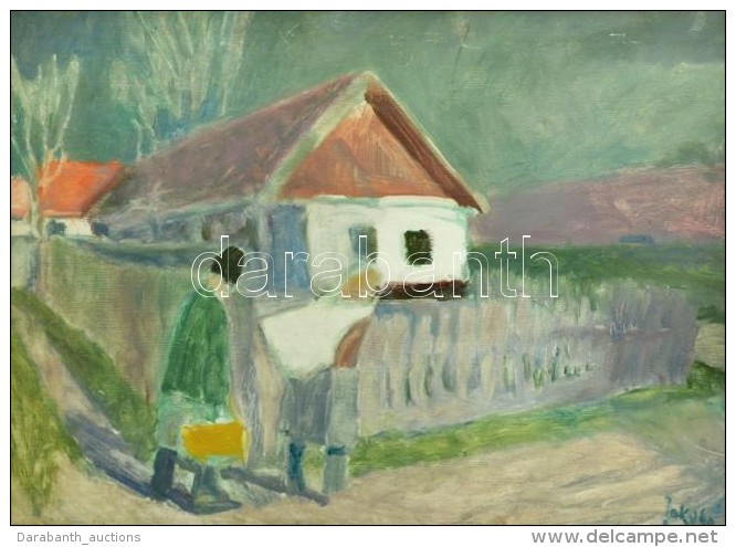 Jakuba J&aacute;nos (1909-1974): Hazafel&eacute;. Olaj, Farost, Jelzett, &uuml;vegezett Keretben, 50&times;70 Cm - Autres & Non Classés