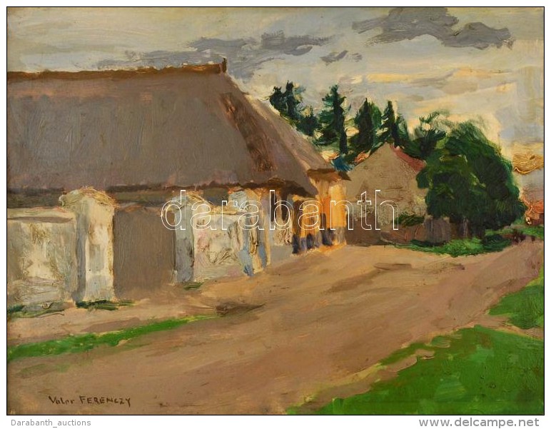 Ferenczy Val&eacute;r (1885-1954): Utca R&eacute;szlet. Olaj, Karton, Jelzett, 27&times;35 Cm - Otros & Sin Clasificación