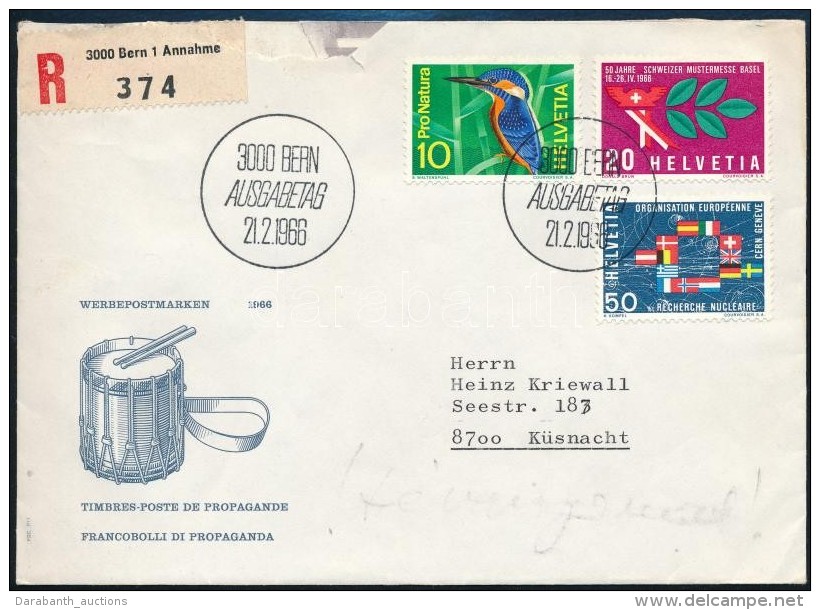 1966 Aj&aacute;nlott FDC-n J&eacute;gmad&aacute;r T&eacute;vnyomat / Mi 833-835 With Plate Variety On Registered... - Otros & Sin Clasificación