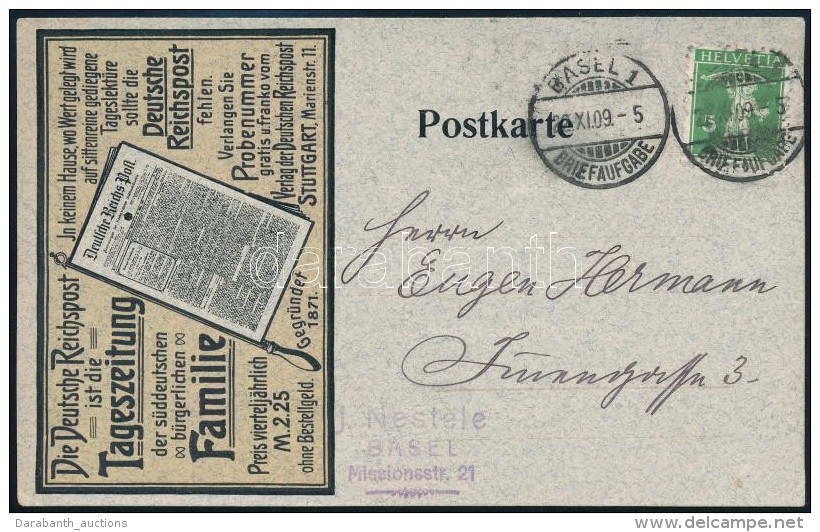 1909 Rekl&aacute;m LevelezÅ‘lap / PS-card 'BASEL 1' - Otros & Sin Clasificación