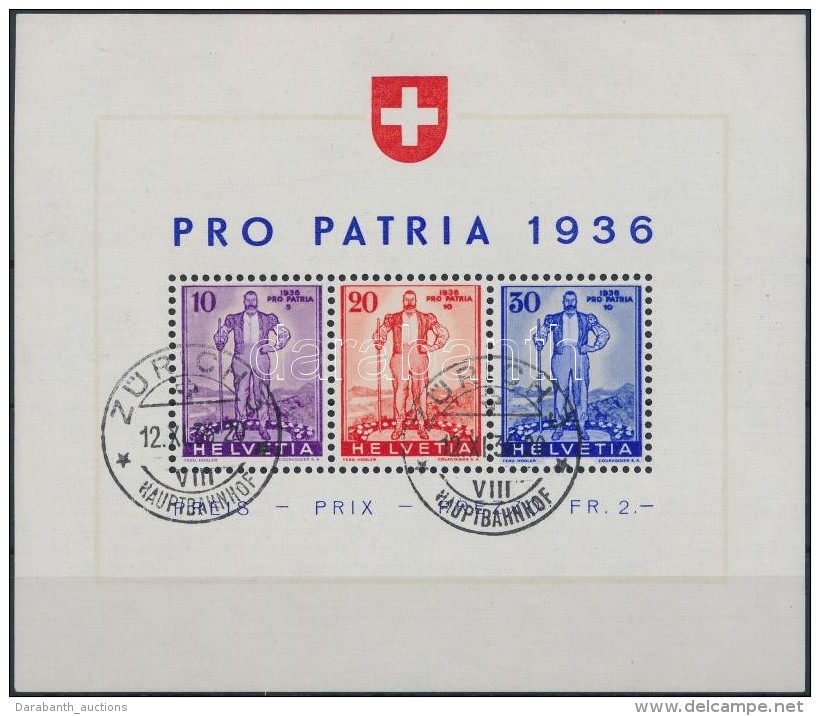 O 1936 Pro Patria Mi Block 2 Certificate: Liniger - Autres & Non Classés