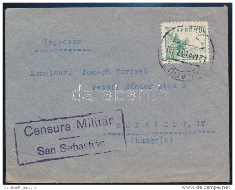 1937 Cenz&uacute;r&aacute;s Nyomtatv&aacute;ny Budapestre/ Censored Printed Matter To Hungary - Otros & Sin Clasificación