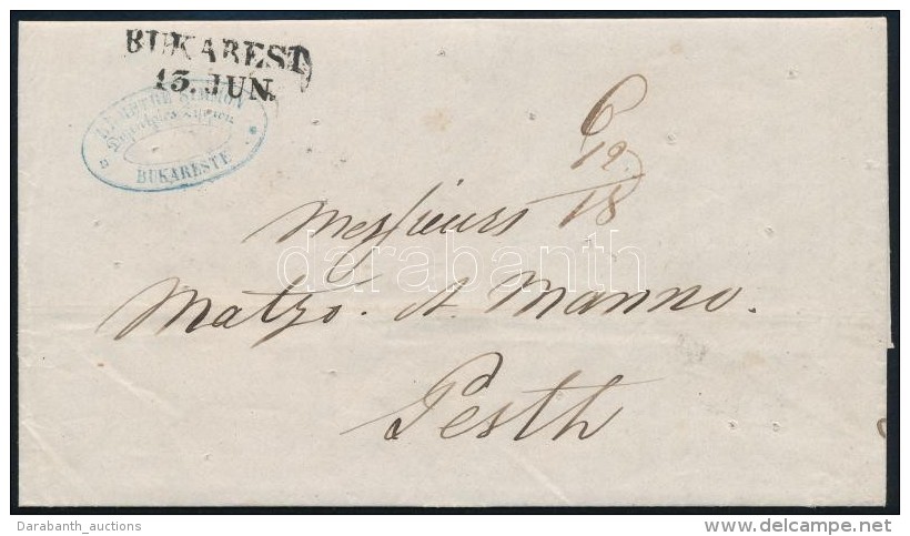 1850 FertÅ‘tlen&iacute;tett Lev&eacute;l / Desinfected Cover 'BUKAREST' - T&ouml;m&ouml;s - 'PESTH' - Other & Unclassified