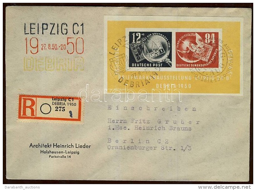 1950 DEBRIA Blokk Aj&aacute;nlott Lev&eacute;len / Mi Block 7 On Registered Cover - Autres & Non Classés